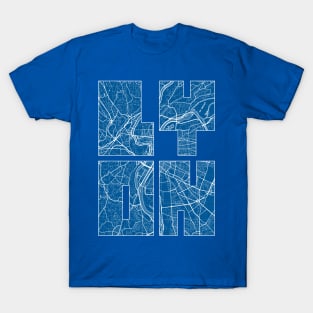 Lyon, France Map Typography - Blueprint T-Shirt